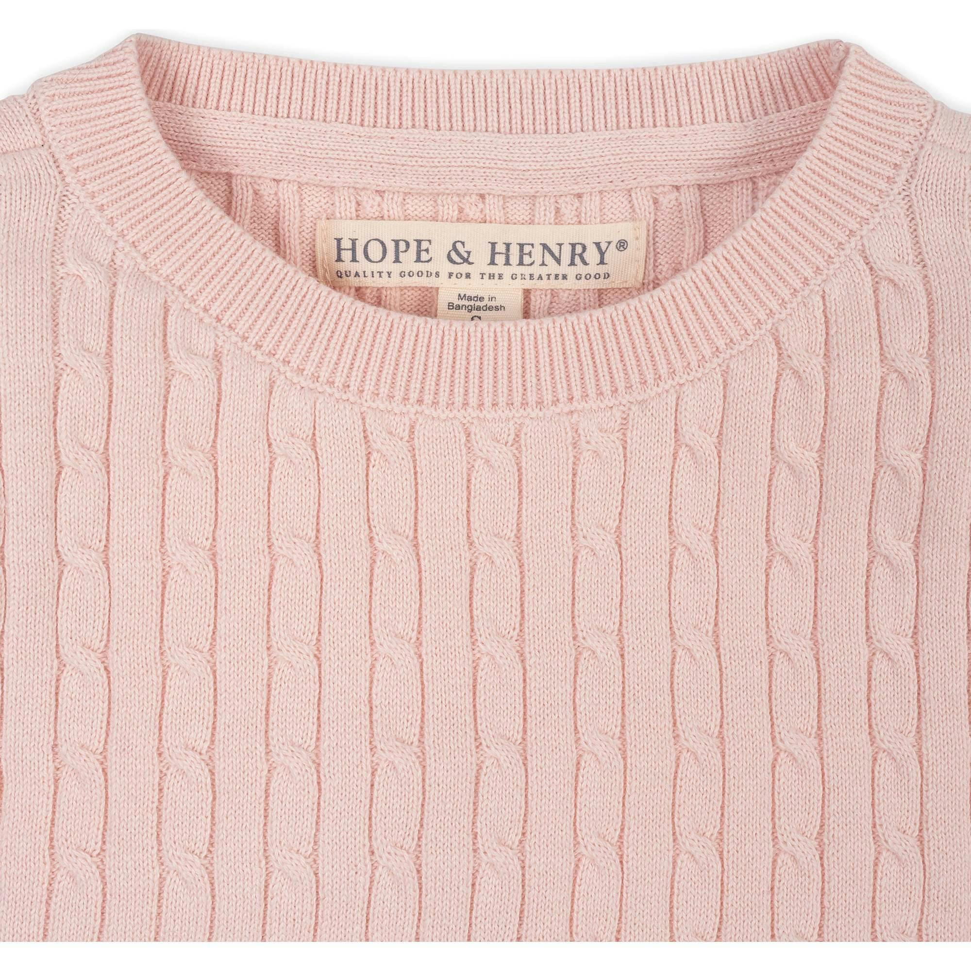 Organic Short Sleeve Cable Sweater, Pink