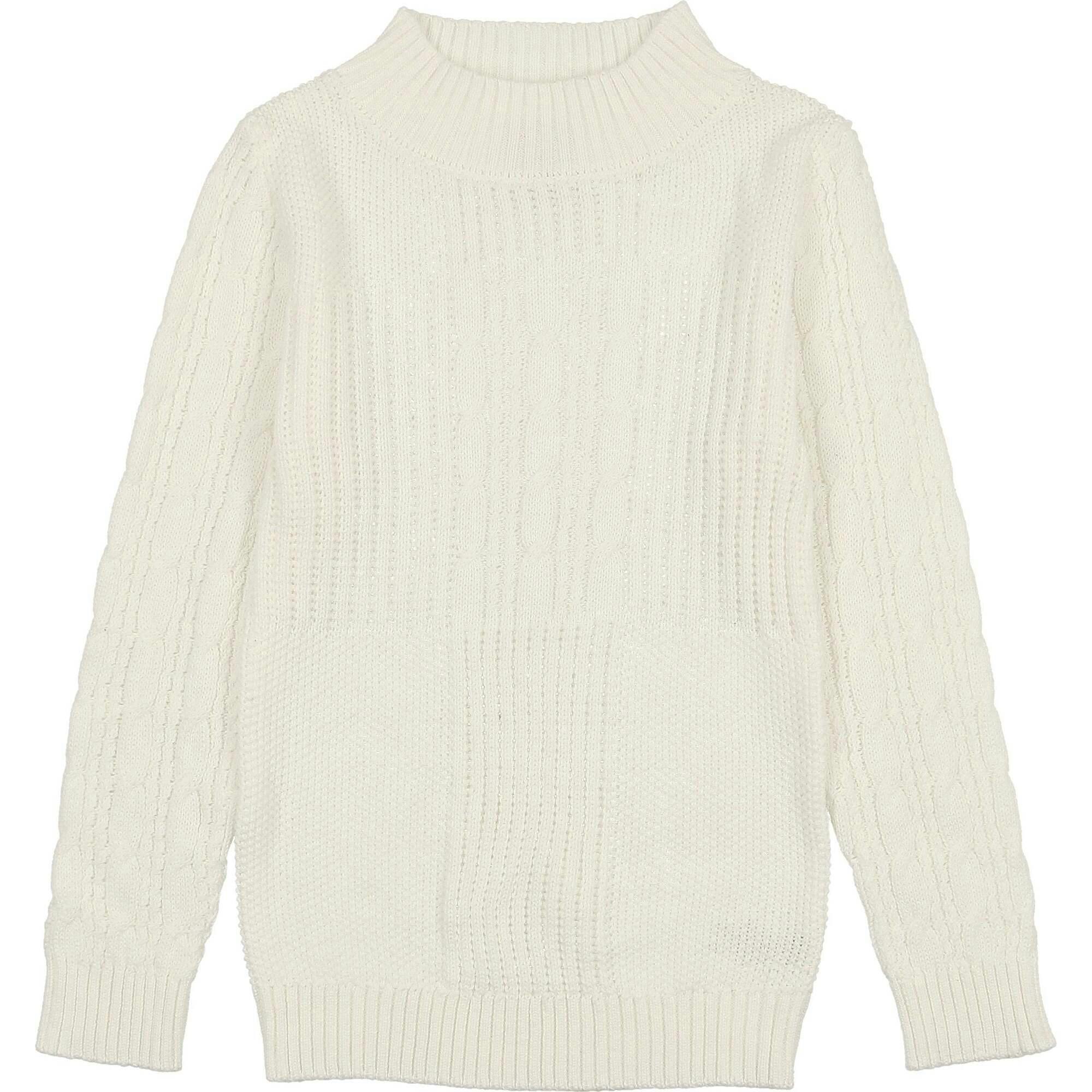 Split Style Knit Mao Collar Crew Fit Sweater