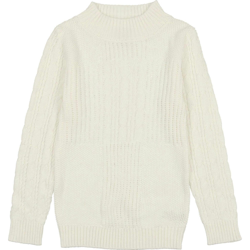 Split Style Knit Mao Collar Crew Fit Sweater