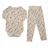 Mushroom Print Leggings, Beige