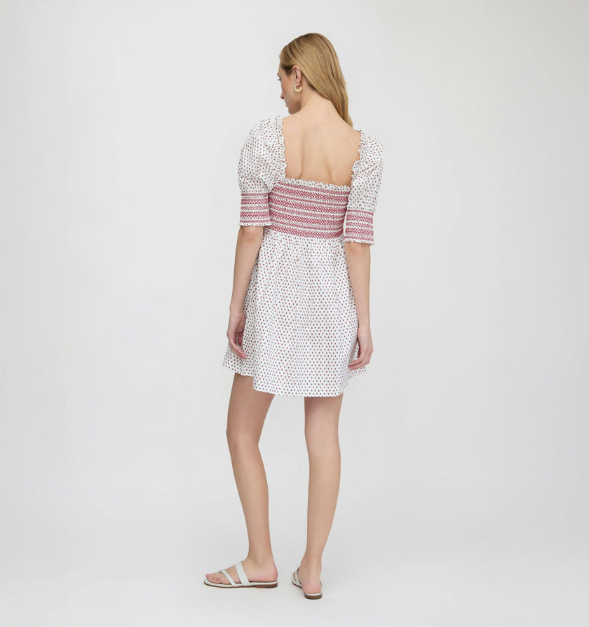 The Lila Nap Dress - White Poppy Half Drop