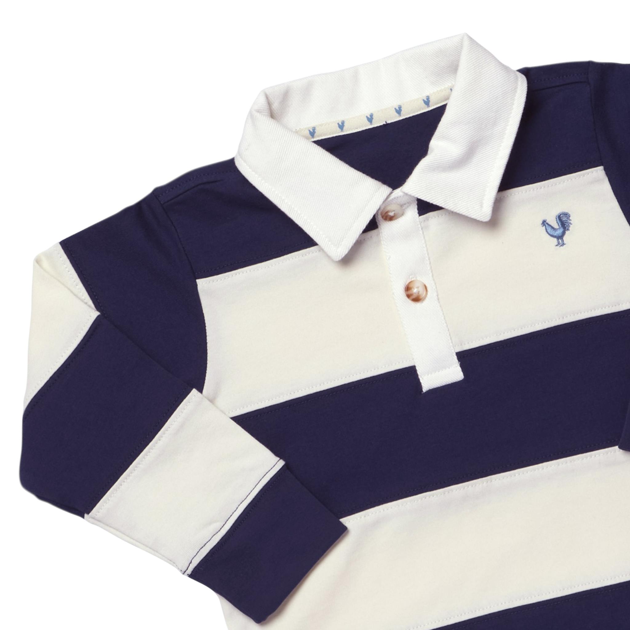 Boys Albert Rugby Shirt - Navy White