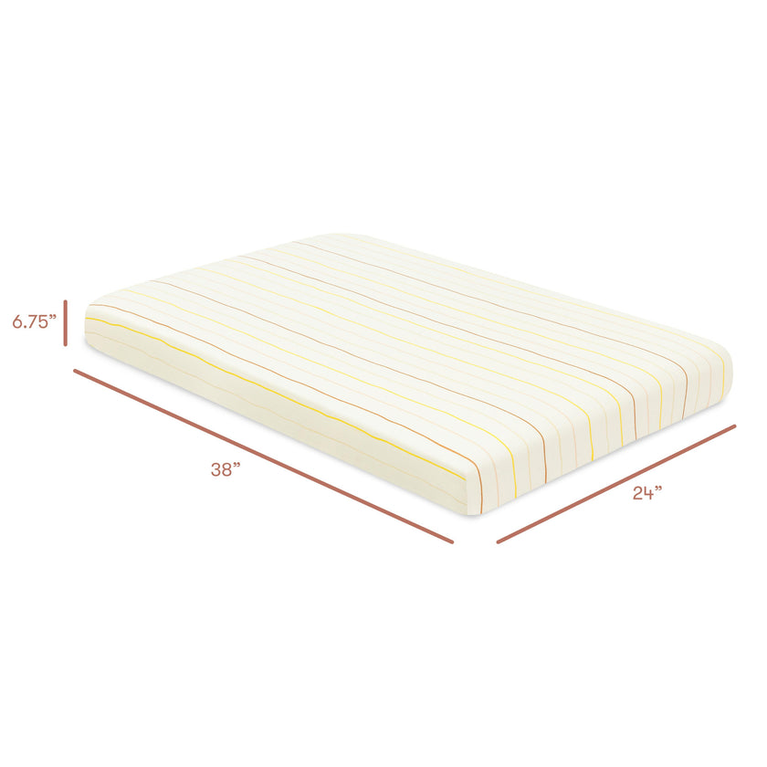 Mini Crib Sheet in GOTS Certified Organic Brushed Cotton in Ivory with Warm Multi-Color Stripes