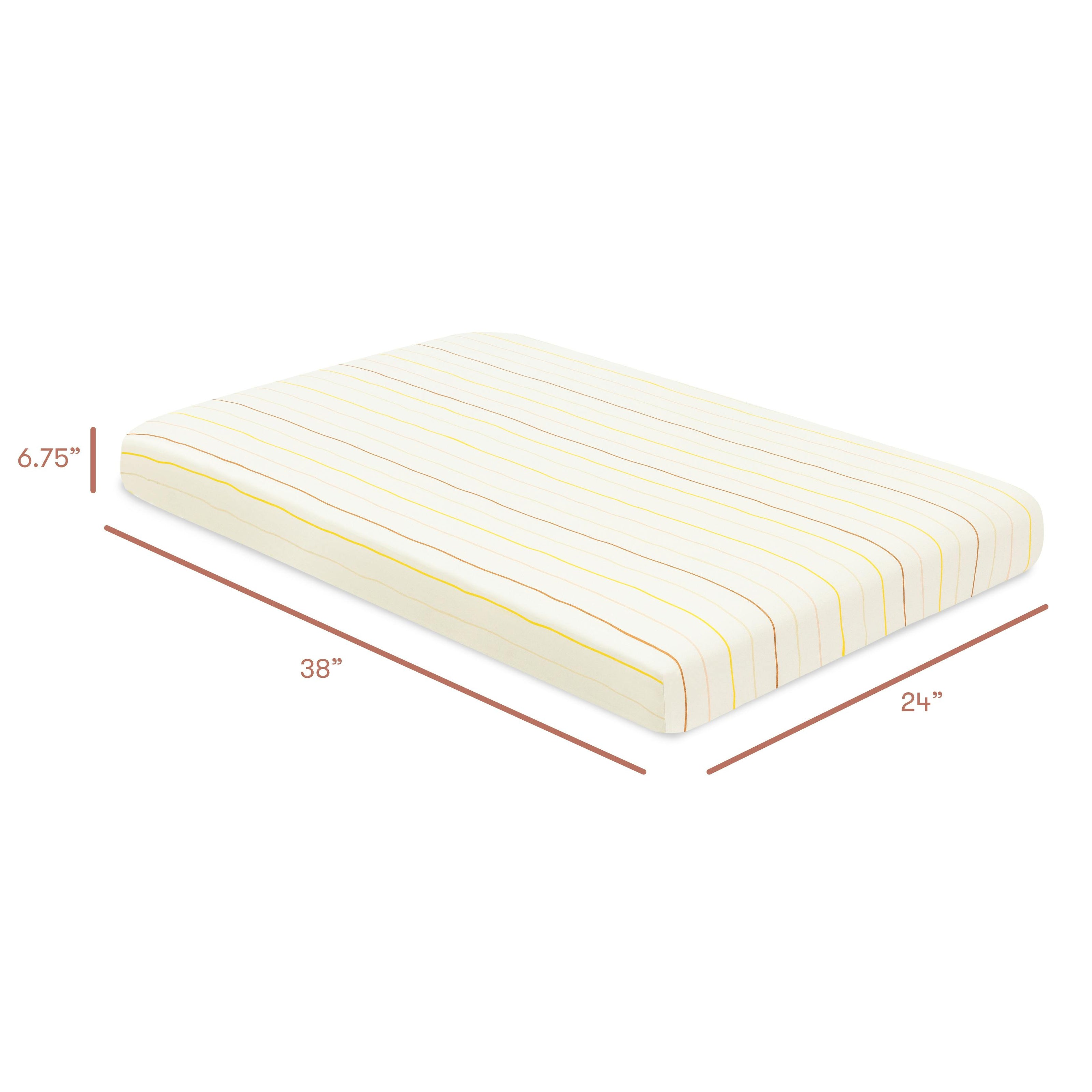 Mini Crib Sheet in GOTS Certified Organic Brushed Cotton in Ivory with Warm Multi-Color Stripes