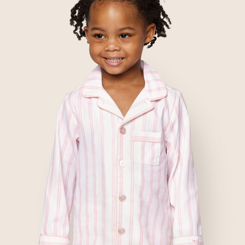 Kid's Twill Pajama Set in Pink Stripe