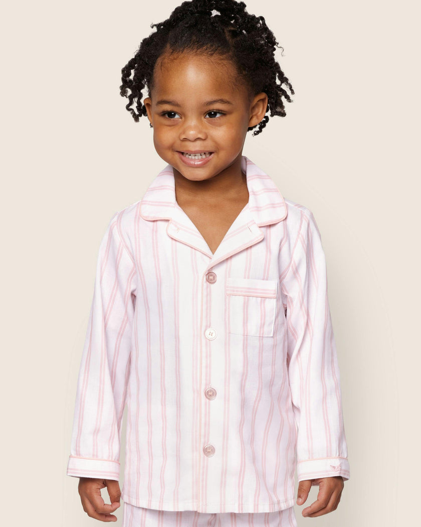Kid's Twill Pajama Set in Pink Stripe
