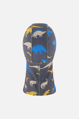 Brushed Jersey Balaclava Grey and Blue Dinosaur Print