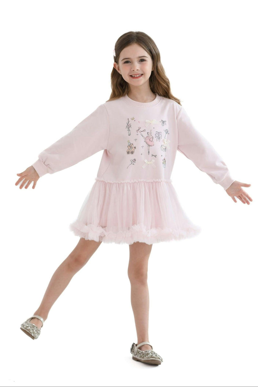 Pink Ballet Ruffle Bow Dress