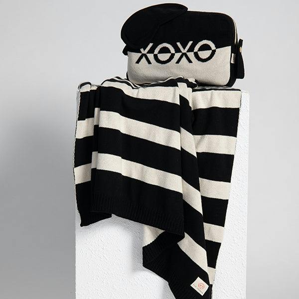 Xoxo Reversible Stripes Blanket Travel Set