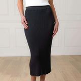 Organic Rib Knit Sweater Midi Skirt, Black
