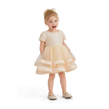 Champagne Suttona Satin Bow Dress