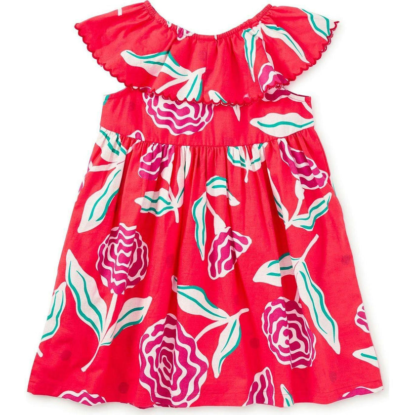 Flutter Sleeve Woven Dress, Pink