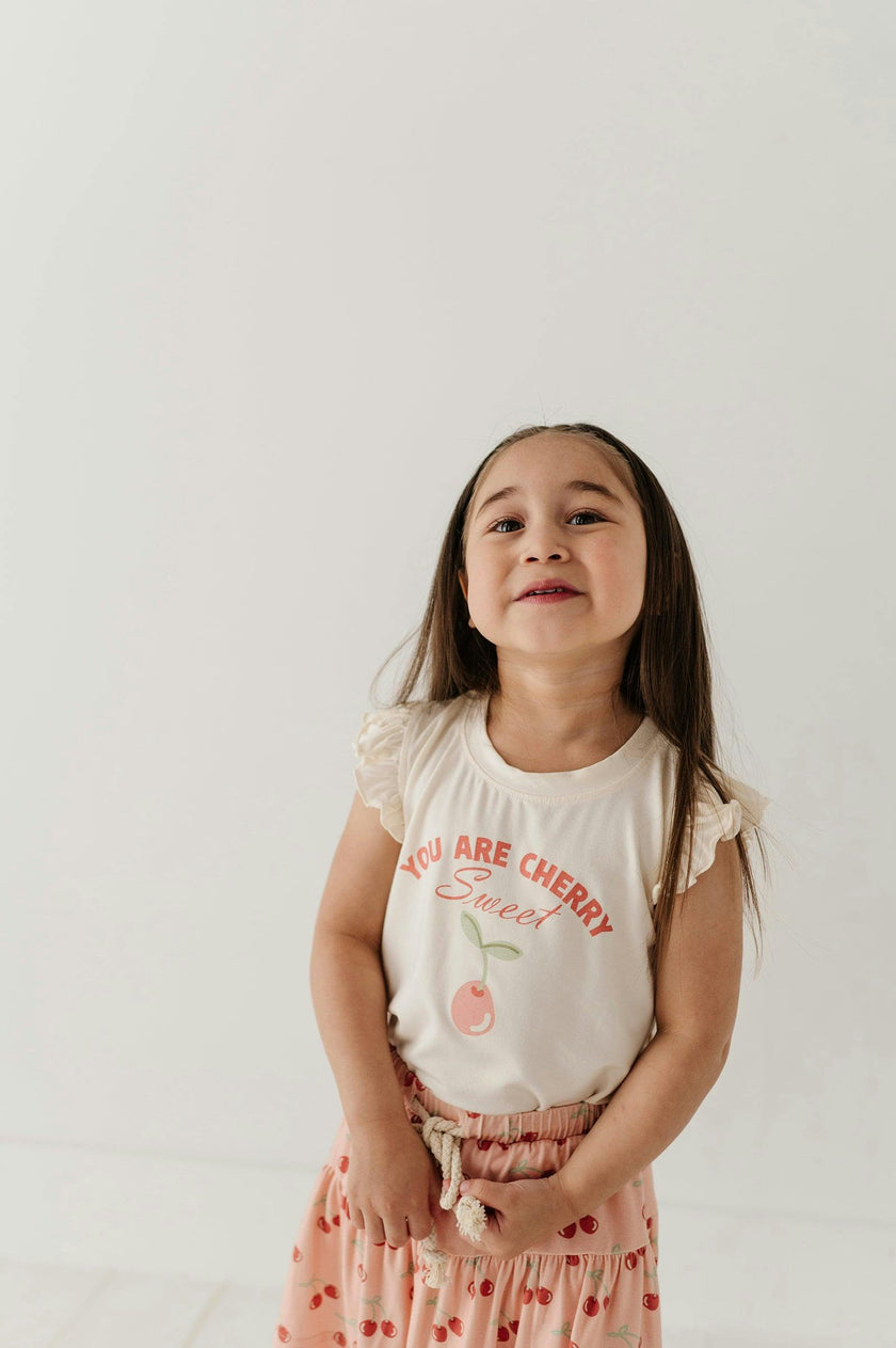 Girls Sleeveless Top in You are Cherry Sweet