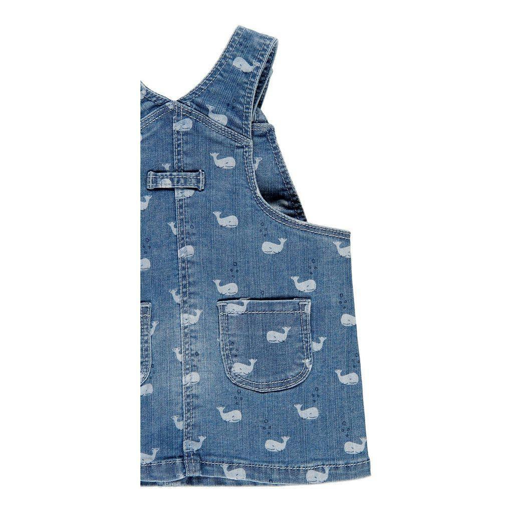 Light Blue Whale Overall Dress
