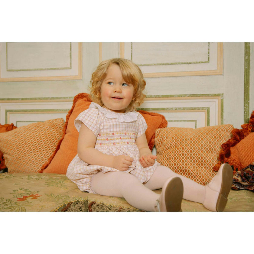 Zita Yellow Tartan Smocked Bubble