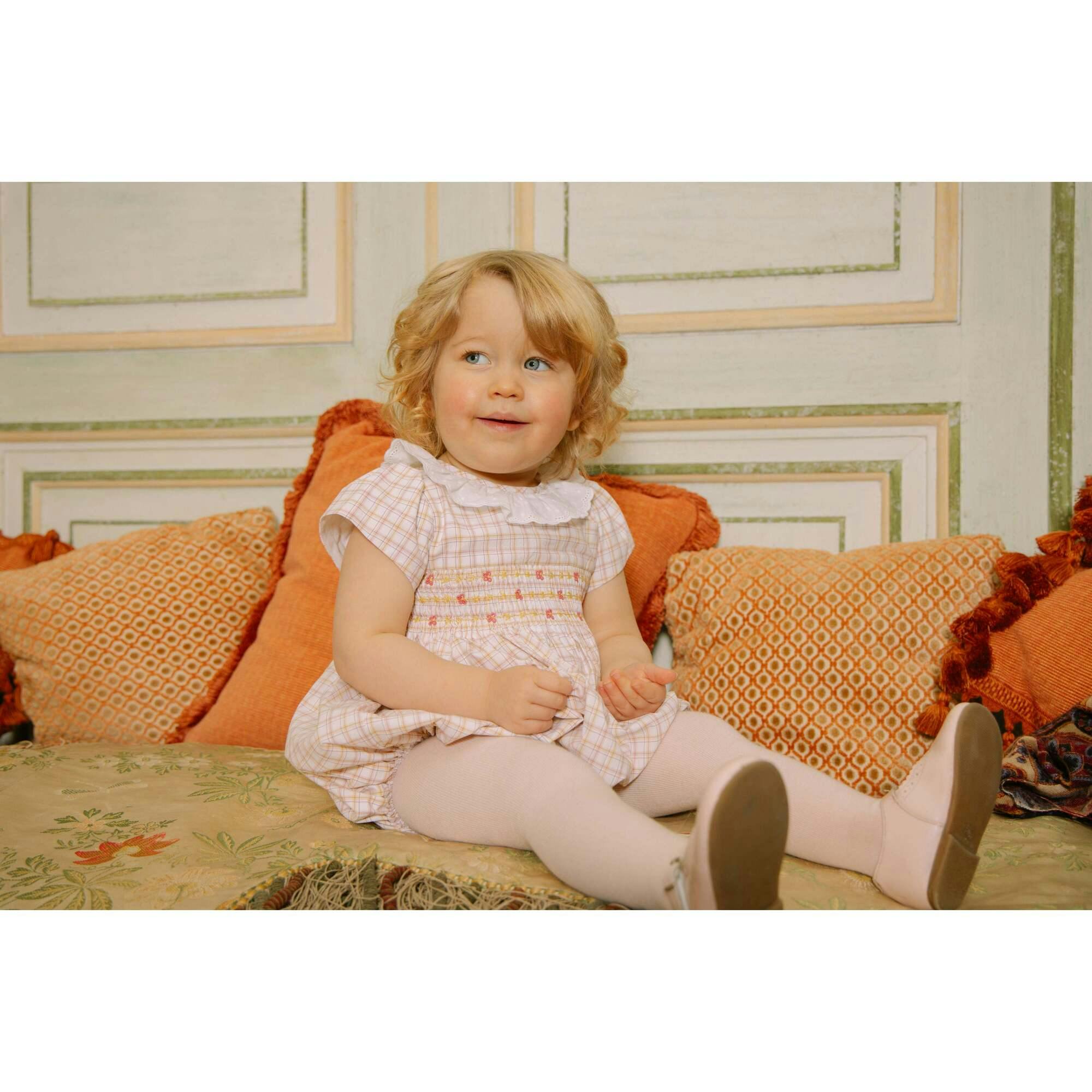 Zita Yellow Tartan Smocked Bubble