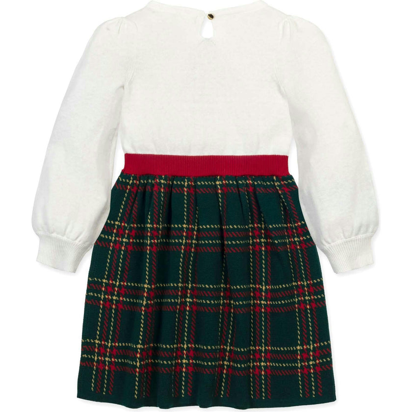 Baby Organic Long Sleeve Skater Sweater Dress with Bow, Green