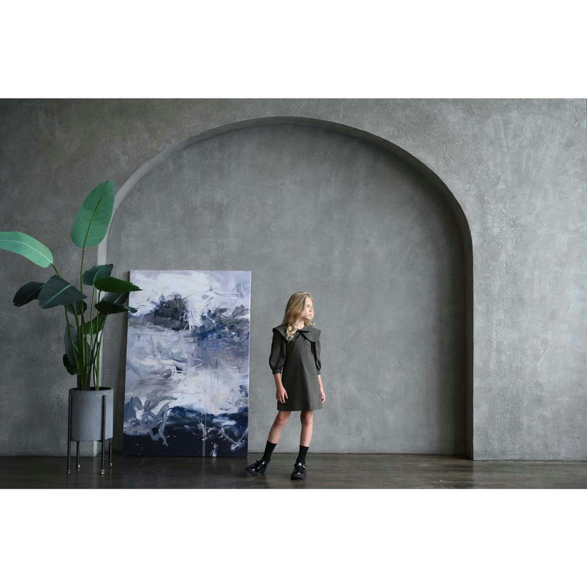 Rhea dress (khaki-charcoal)