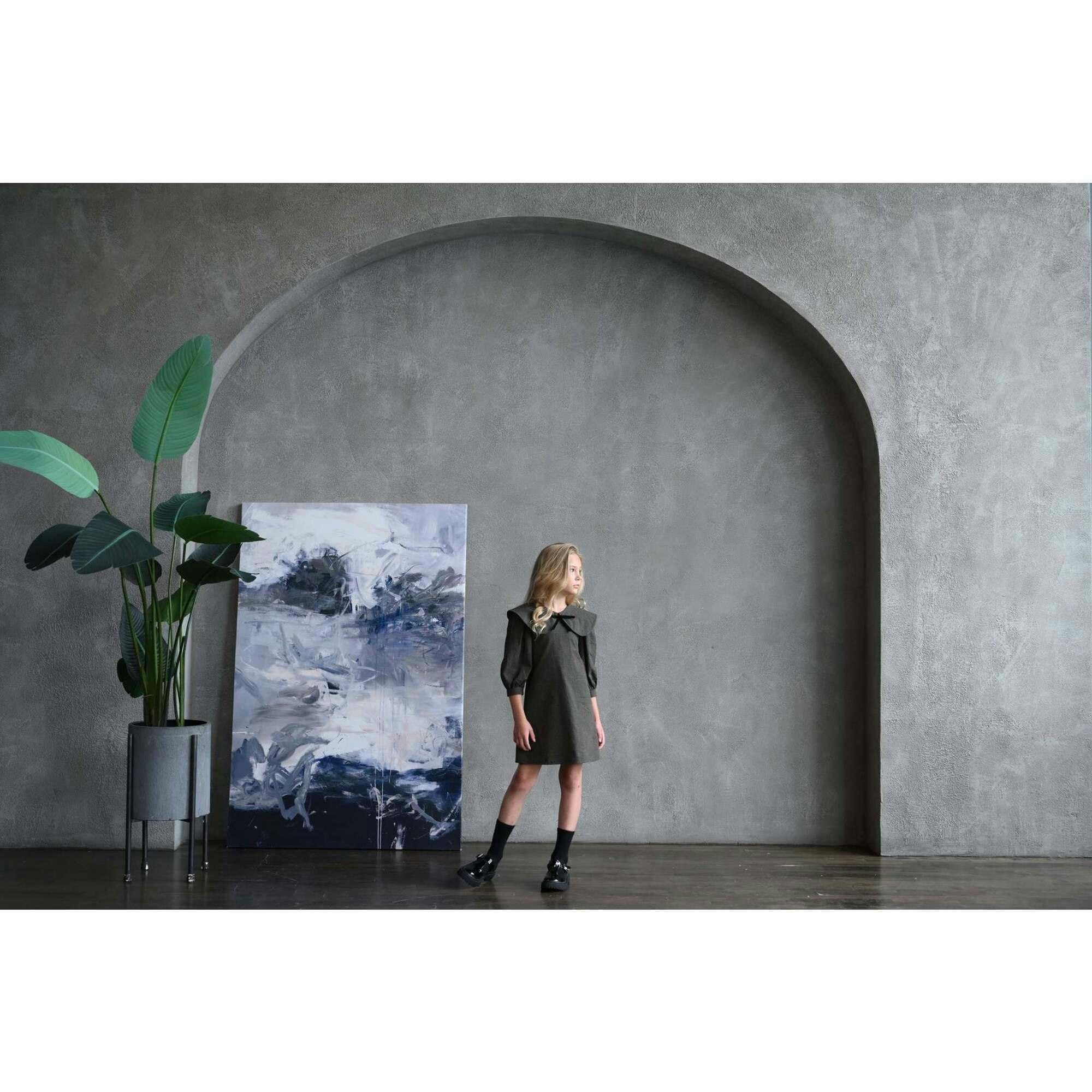 Rhea dress (khaki-charcoal)
