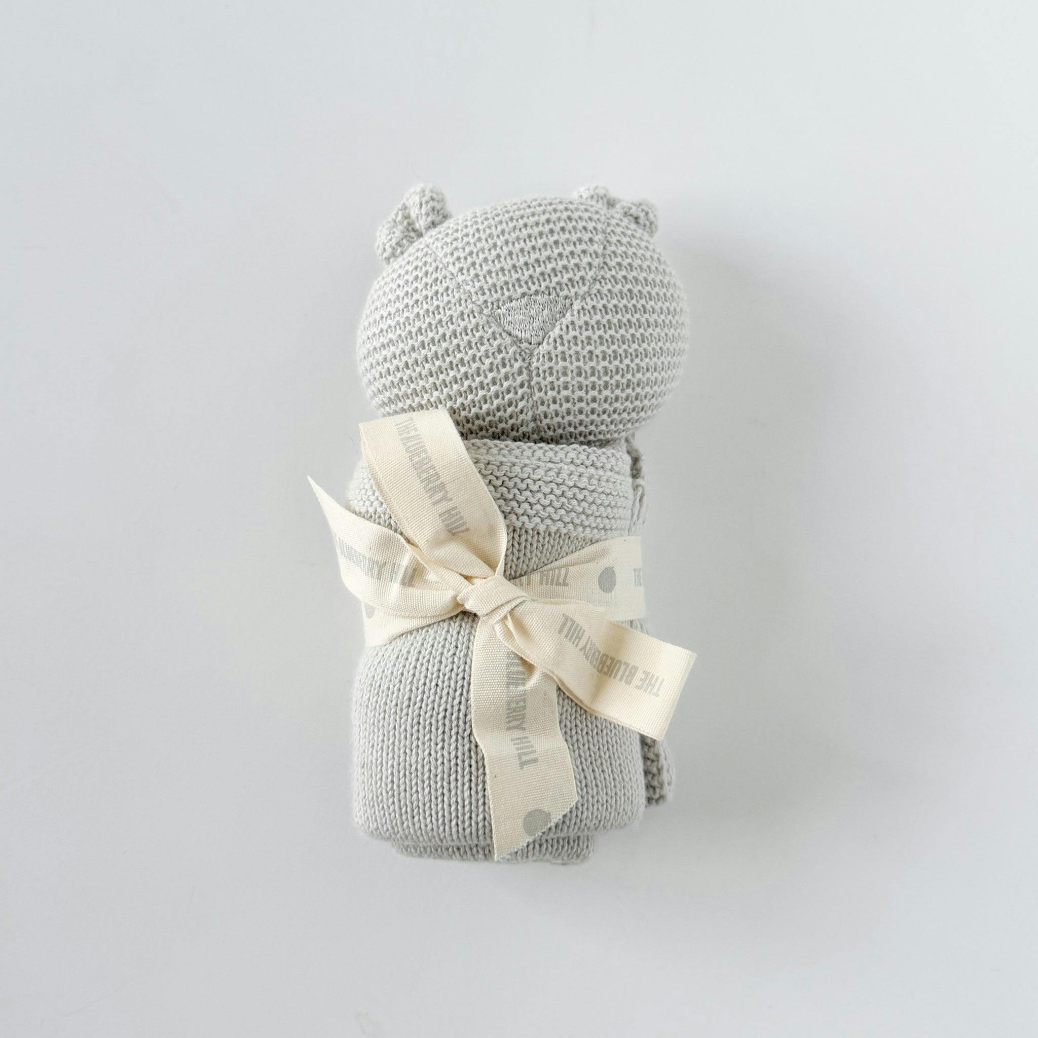 Organic Cotton Bear Lovey - Light Grey