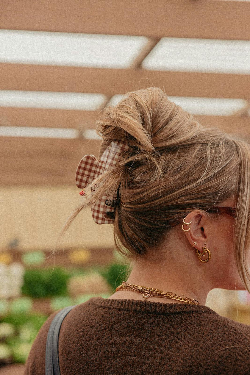 BROWN GINGHAM TOMATO CHARM CLAW