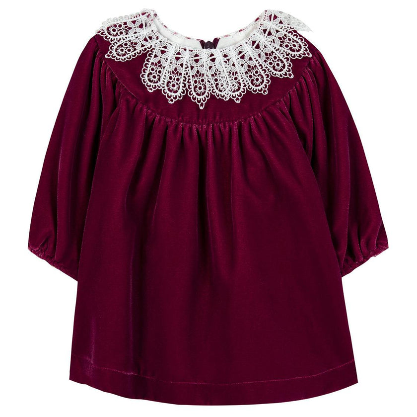 TARTINE ET CHOCOLAT DRESS WITH LACE COLLAR - RHODODENDRON