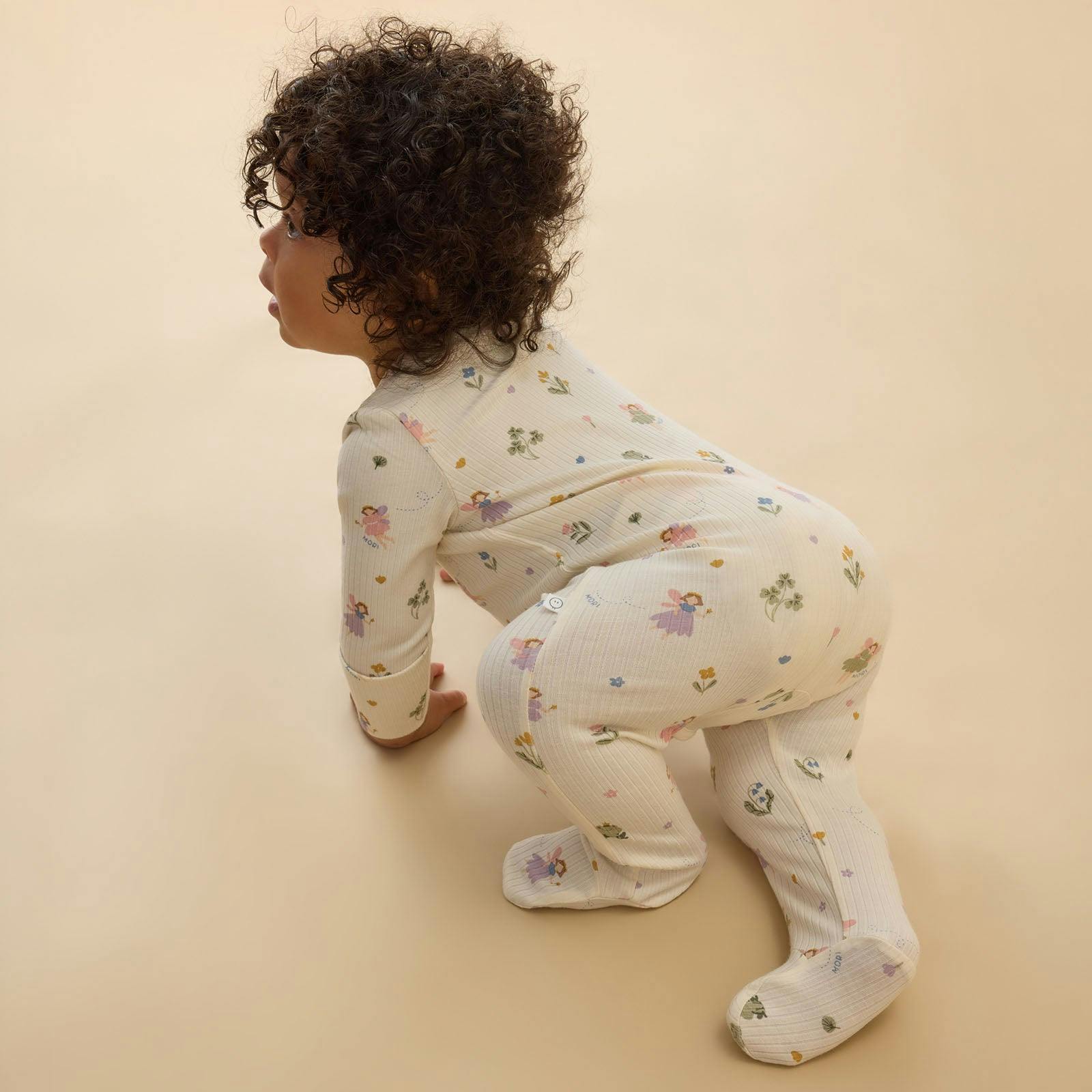 Fairy Garden Ribbed Clever Zip Baby Pajamas