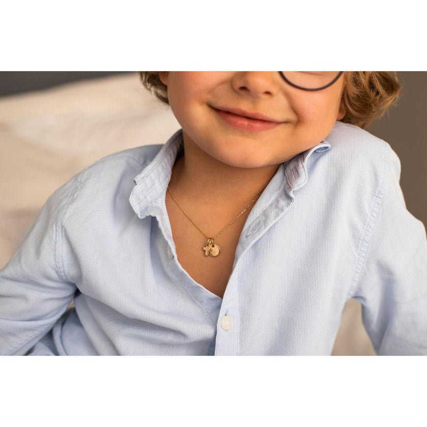 Personalized Mini Cross Necklace, 14k Gold Plated