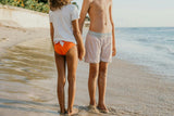 Swimshort Tommaso - Scales print in cloud grey and mandarin red