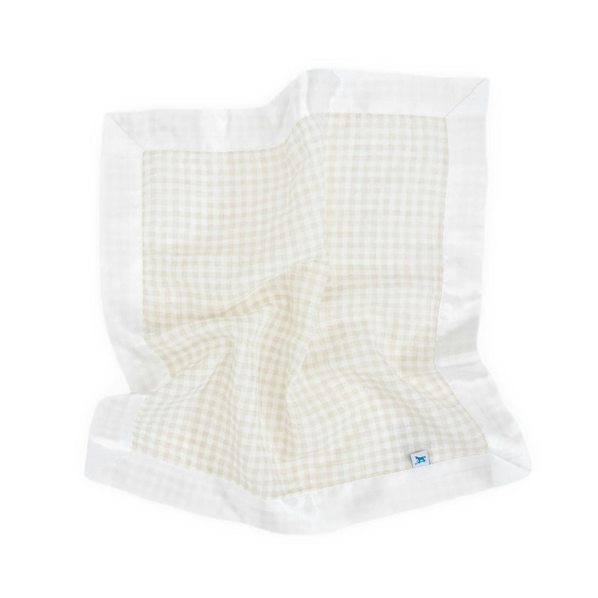 Cotton Muslin Security Blanket 3 Pack - Tan Gingham