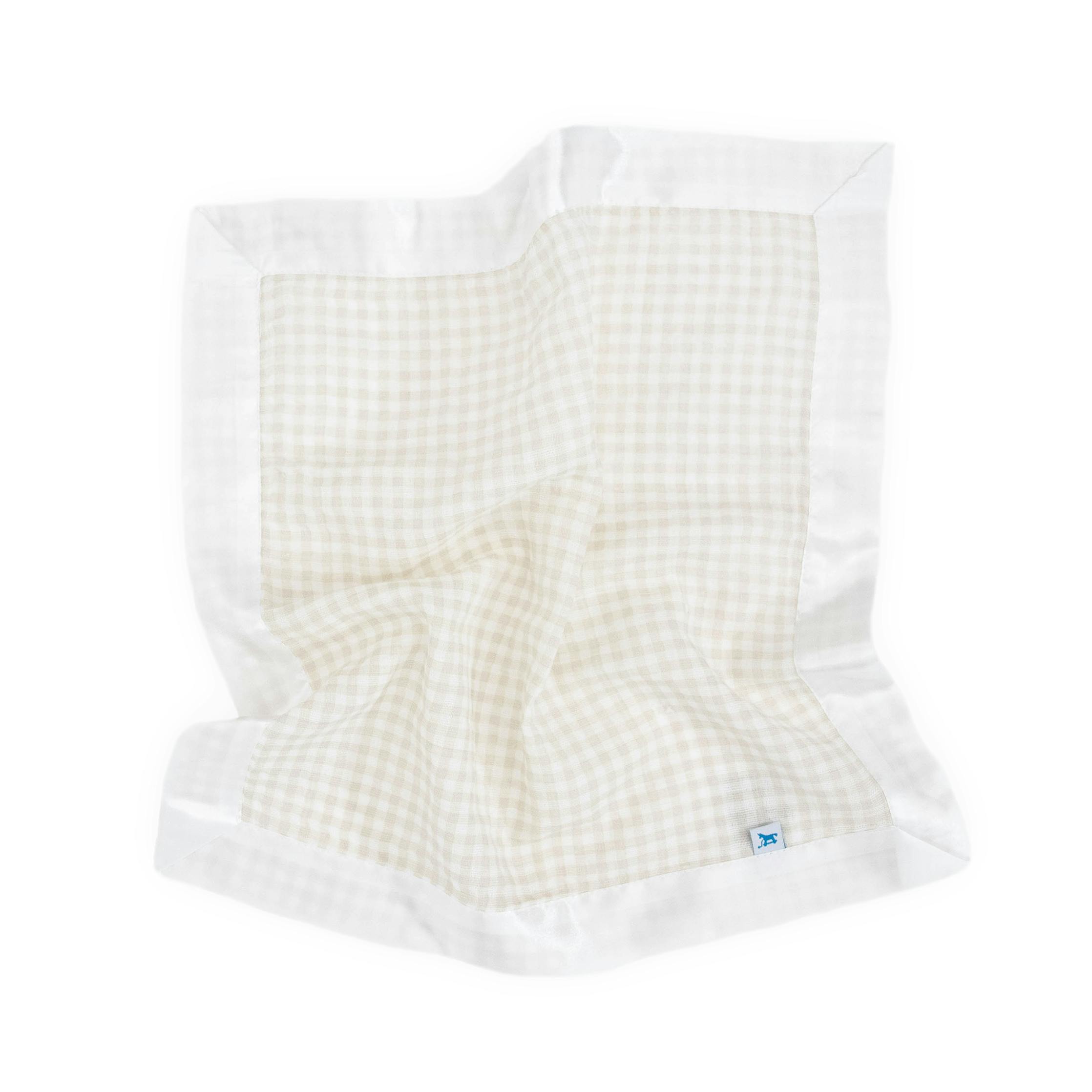Cotton Muslin Security Blanket 3 Pack - Tan Gingham
