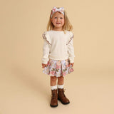 Ivory Pacci Ribbed Ruffled Top