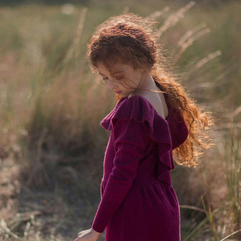 Ruffled V Dress | 100% cashmere