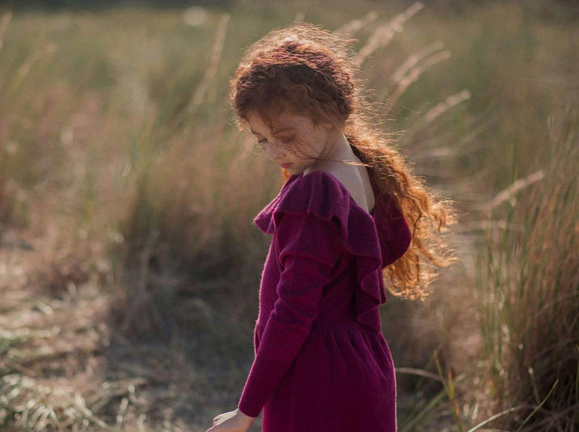 Ruffled V Dress | 100% cashmere