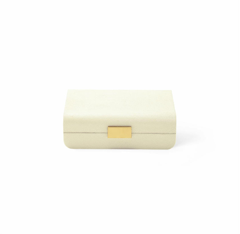 Modern Shagreen Small Jewelry Box, Cream