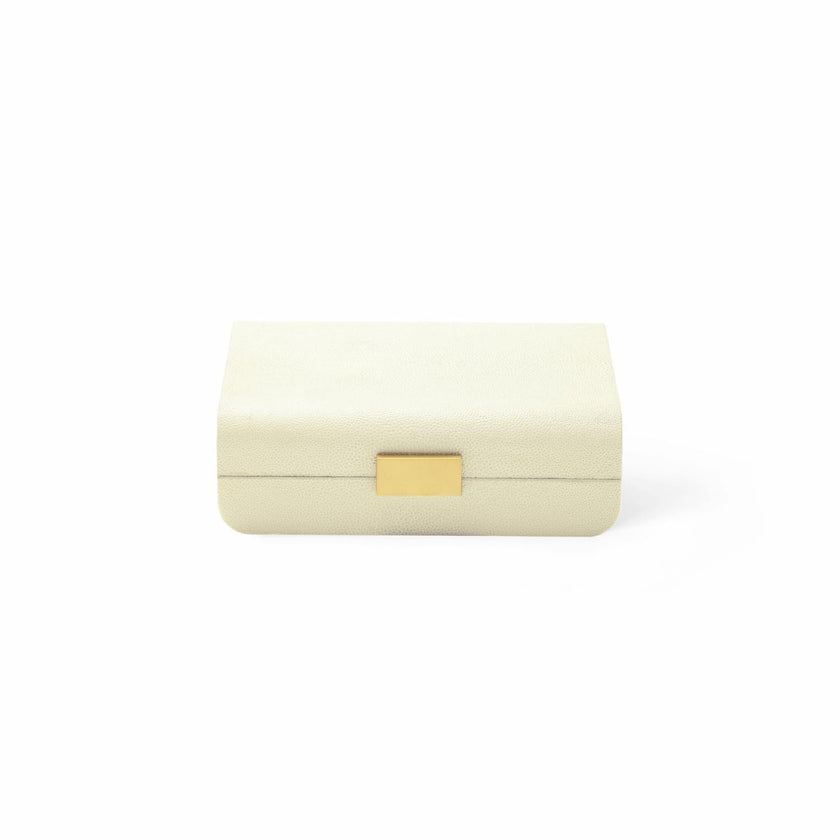 Modern Shagreen Small Jewelry Box, Cream