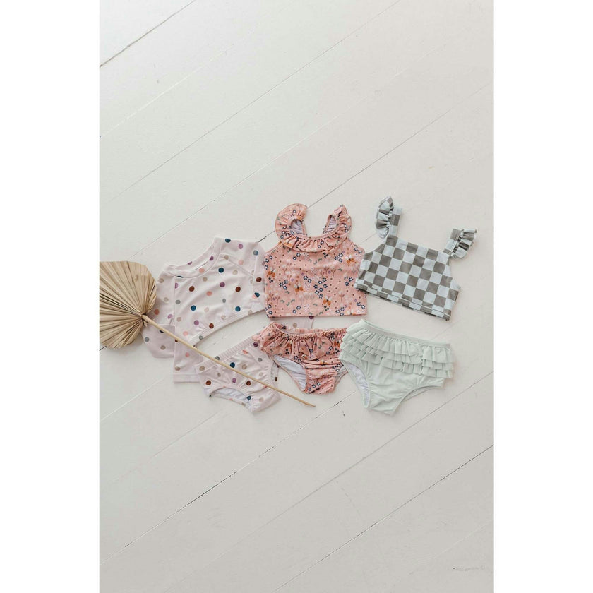 Girl's Two-Piece Crop Swimsuit Stripe in Toffee