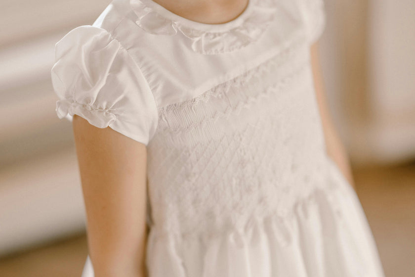 Colombe White Silk Ceremony Girl Dress