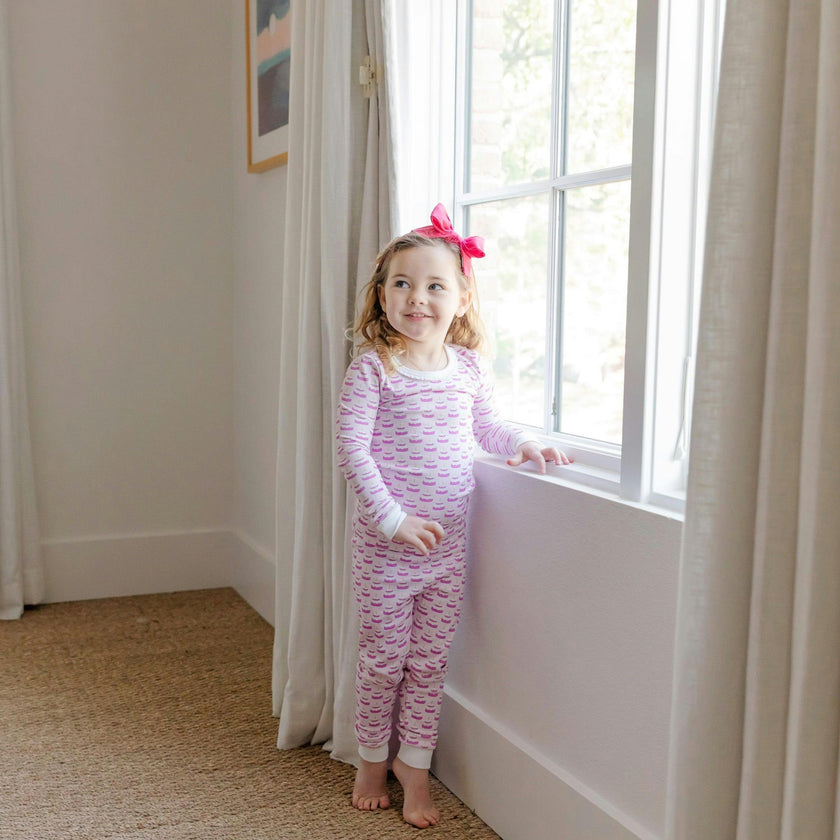 Ava Girls' Pajama Pant Set - Birthday Cake Pink