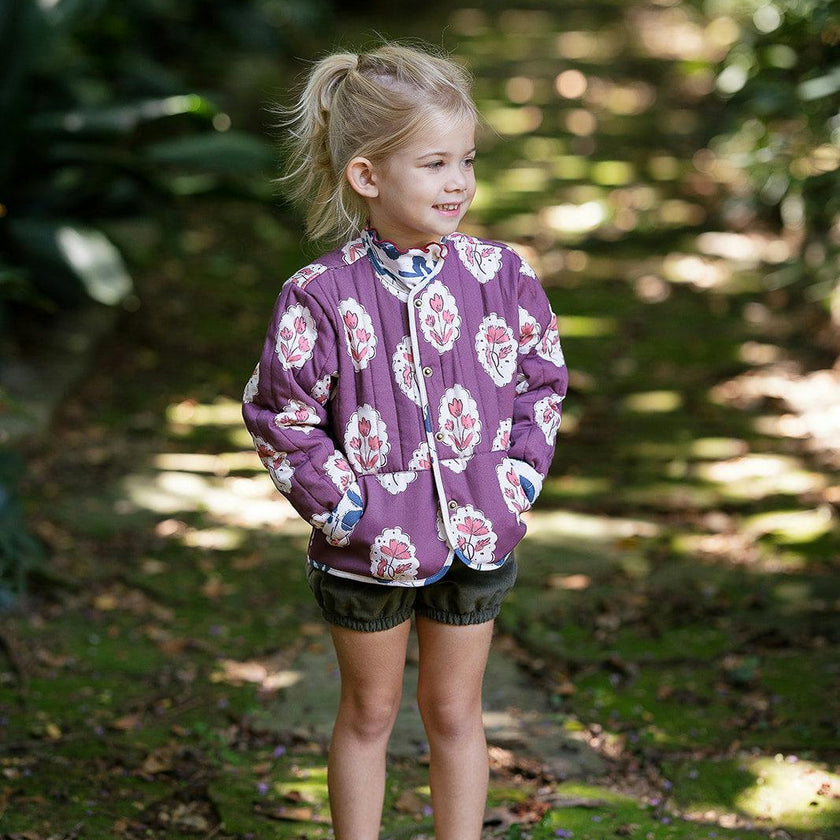 Quilted Jacket in Intaglio Maroon
