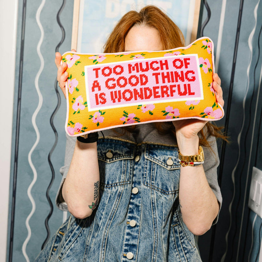 Too Much Needlepoint Pillow
