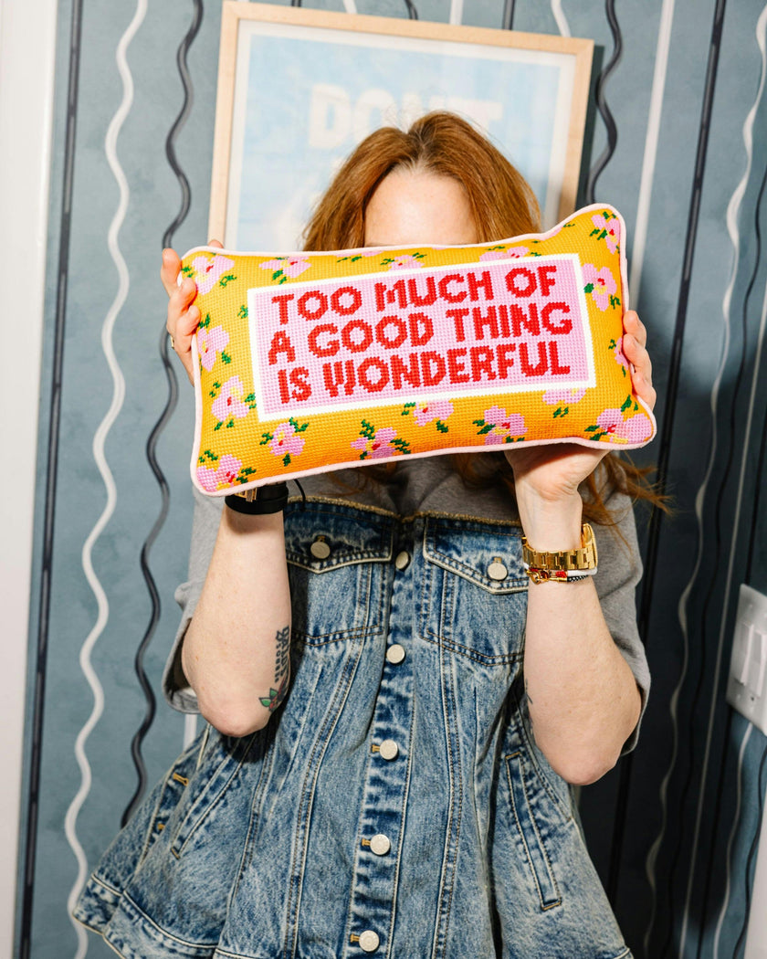 Too Much Needlepoint Pillow