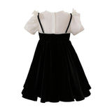 Black & White Crestella Velvet Bow Dress