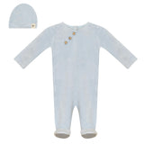 Fake Wrap Snap Front Velour Romper and Hat Two Piece Set