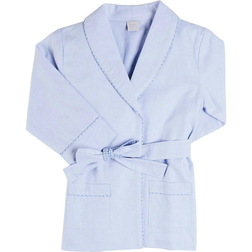 Barnaby Stripe Light Weight Dressing Gown in Blue (2-10yrs)