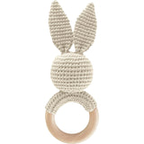 Cotton Crochet Rattle Teether Bunny, Cream