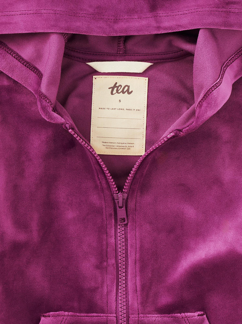Cat Ears Velour Hoodie, Cosmic Berry