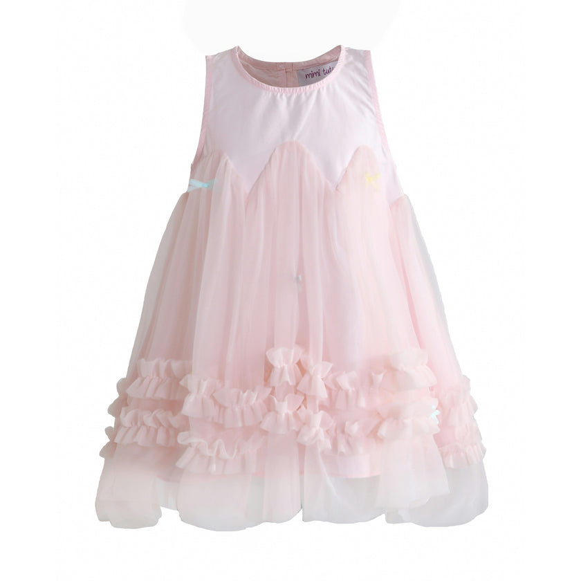 Pink Genevieve Pleated Tulle Dress
