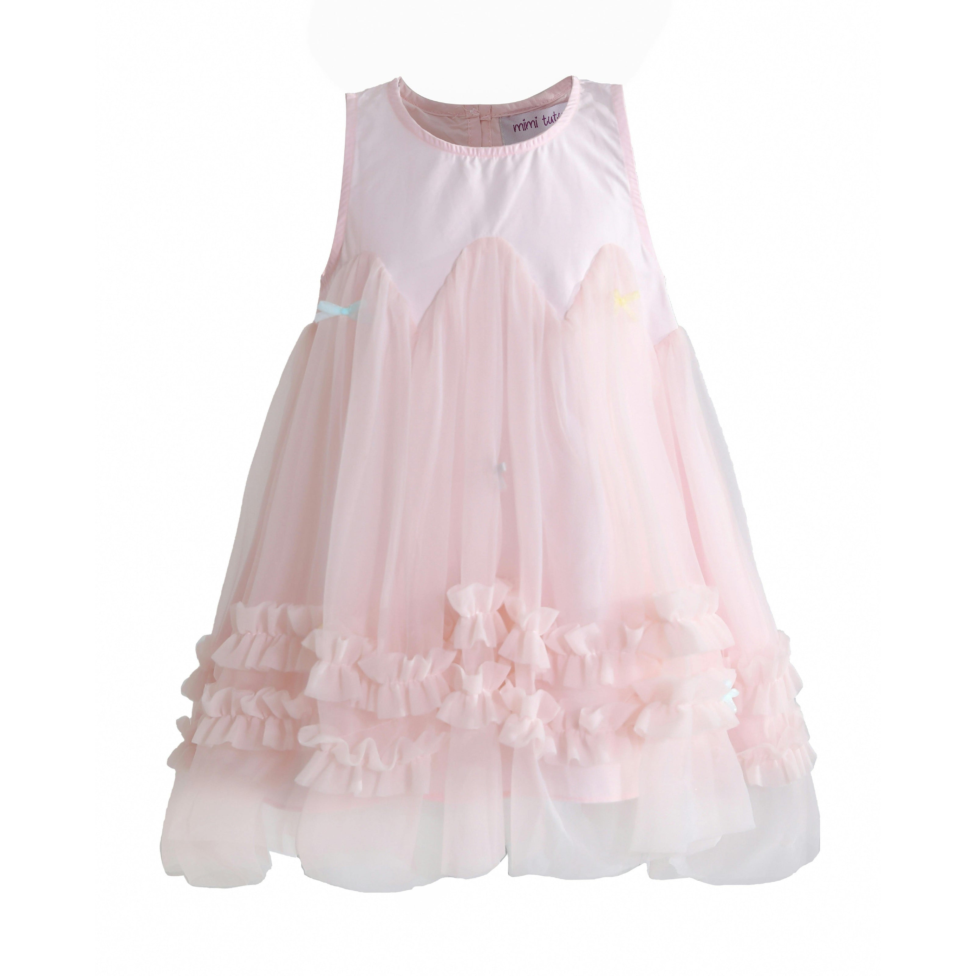 Pink Genevieve Pleated Tulle Dress