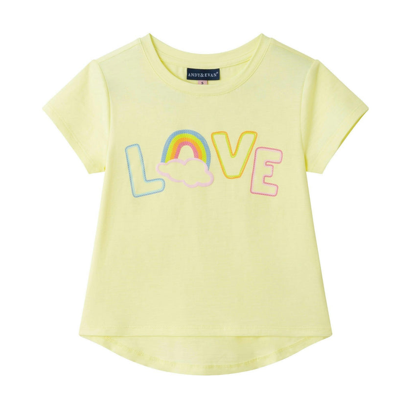 Girls Emroidered Tee | Rainbow Love